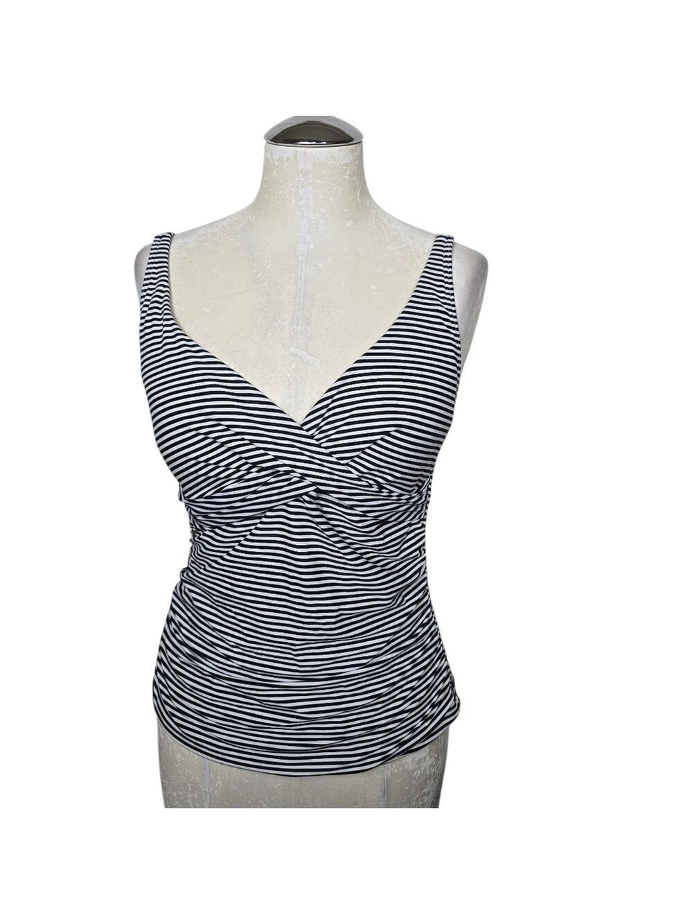 Nip Tuck Swim Multi Fit Cup Striped Black White Tankini 8